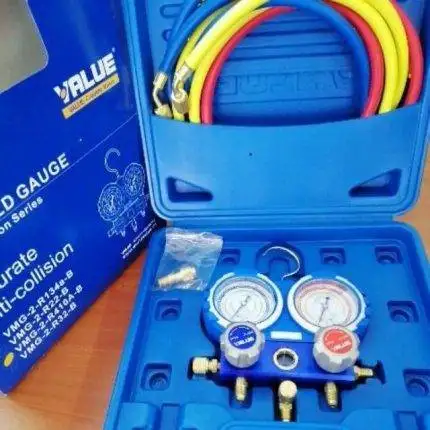 Value VMG-2-R410A-02 Manifold Gauge Set – Dual Valve HVAC Tool for R410A, R407C, R22, R134a